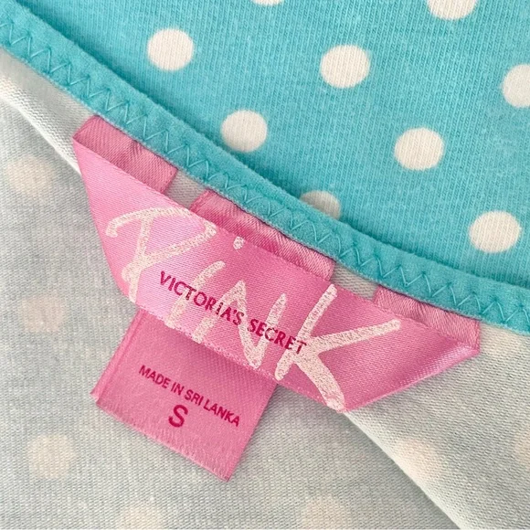 Y2K PINK Victoria’s Secret Polka Dot Cami Tank in Aqua Blue & White, size Small